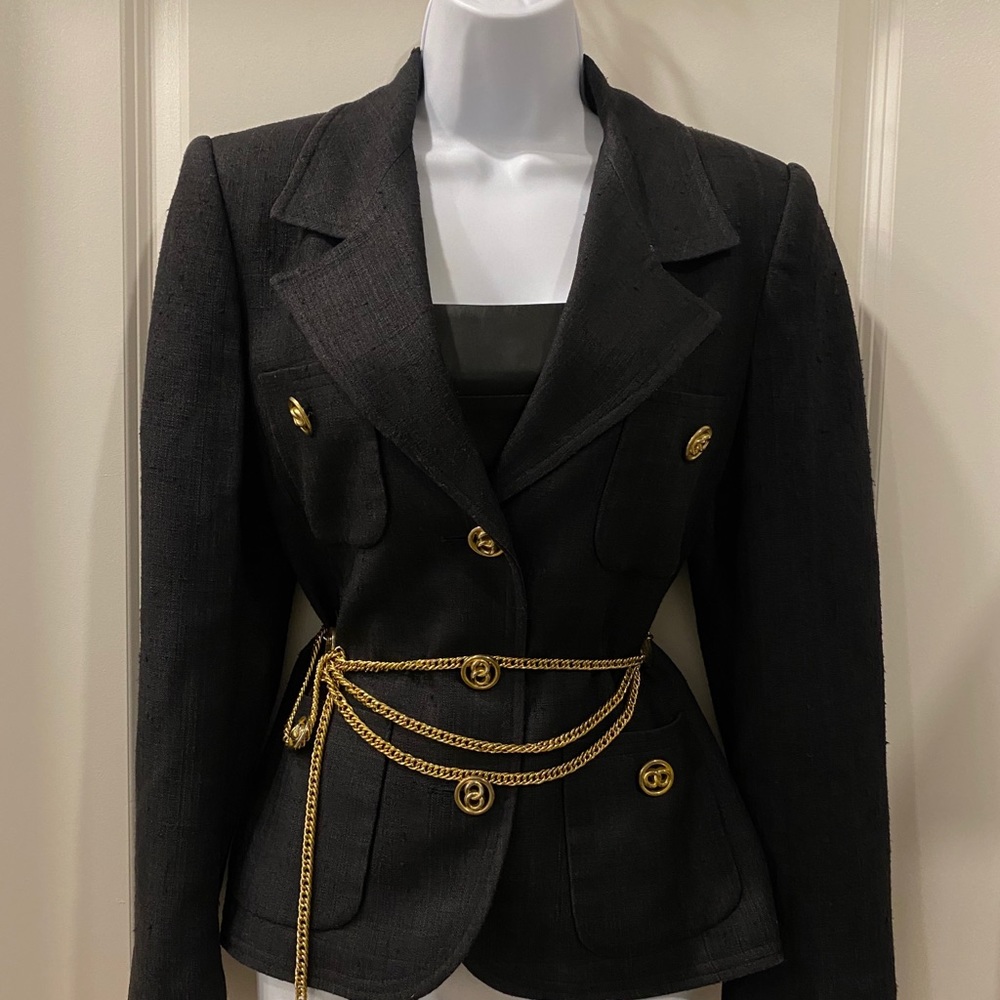 Herbert Grossman Vintage Black Linen Blazer - Picture 4 of 11